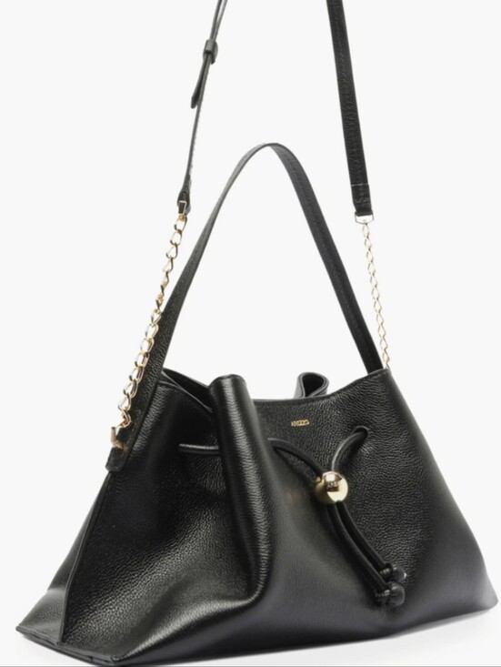 Arezzo Handbags - NWT Arezzo Medium Leather Drawstring Shoulder Bag - Black & Gold